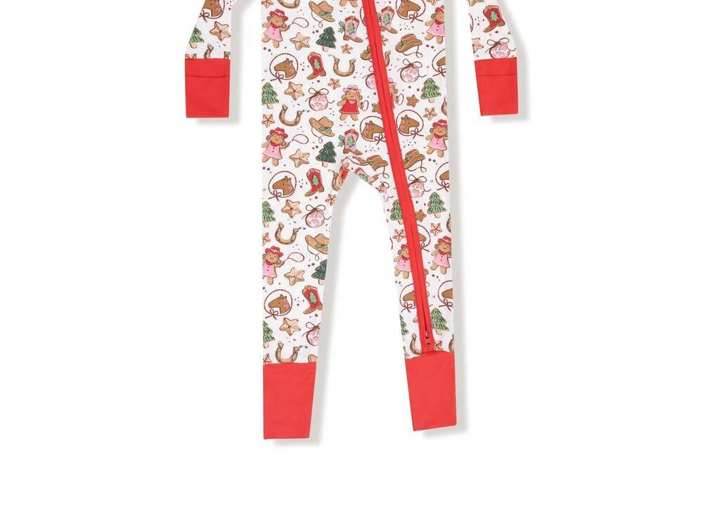 NEW ANGEL DEAR girls two way zipper romper in cowgirl christmas cookies